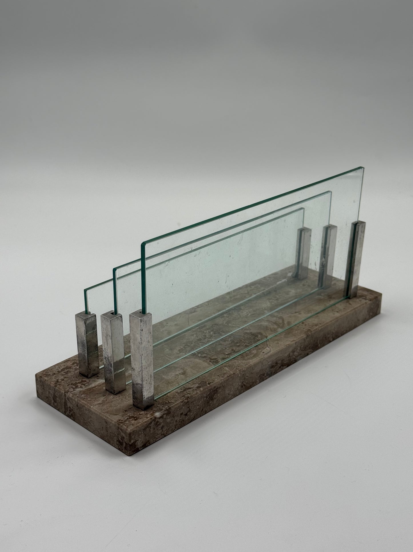 Marble & Glass Desk Organizer Layered Plates (1970s)