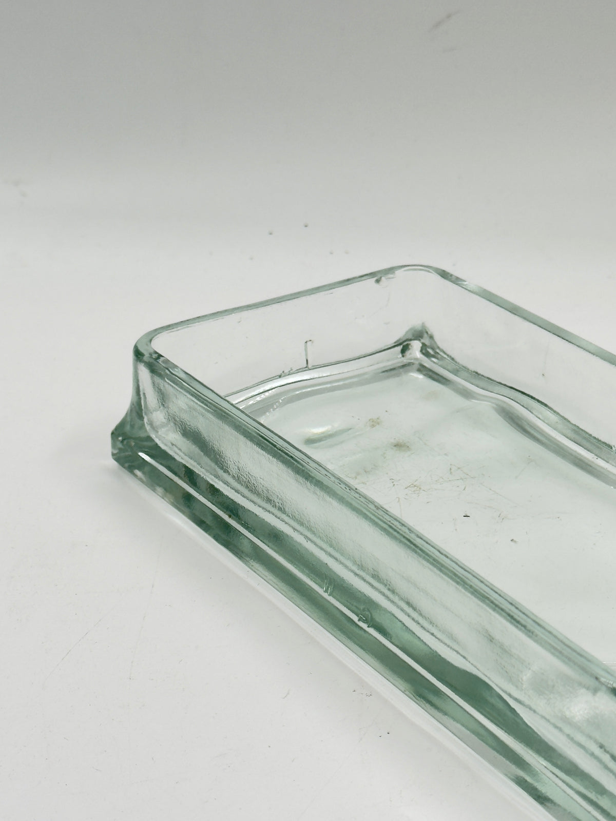 Vintage Pale Green-Tinted Thick Glass Rectangular Tray