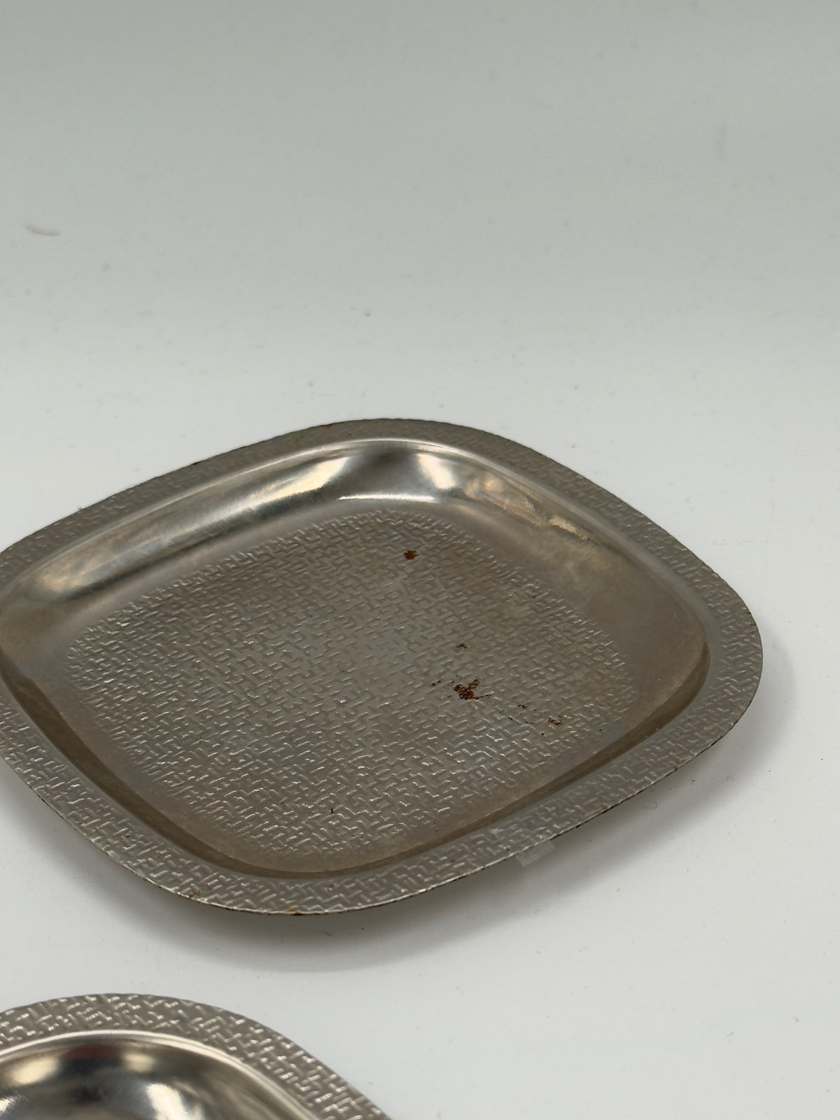 Set of 5 Small Silver-Plated Dishes with Textured Rim