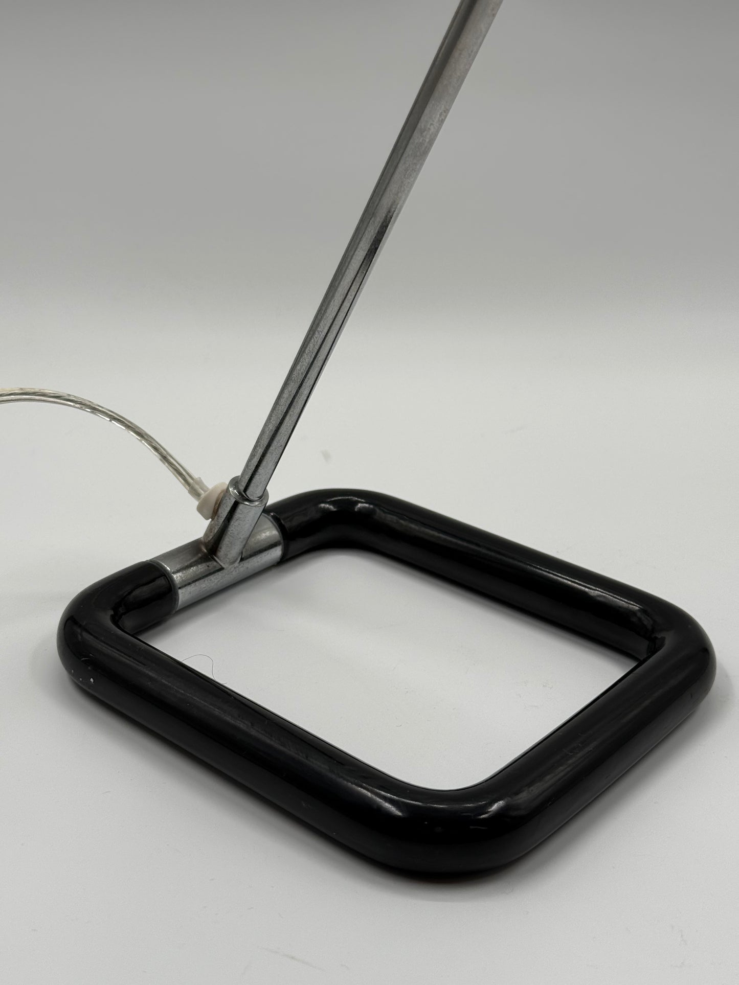 Black & Chrome Modernist Desk Lamp Sculptural Cantilever Design