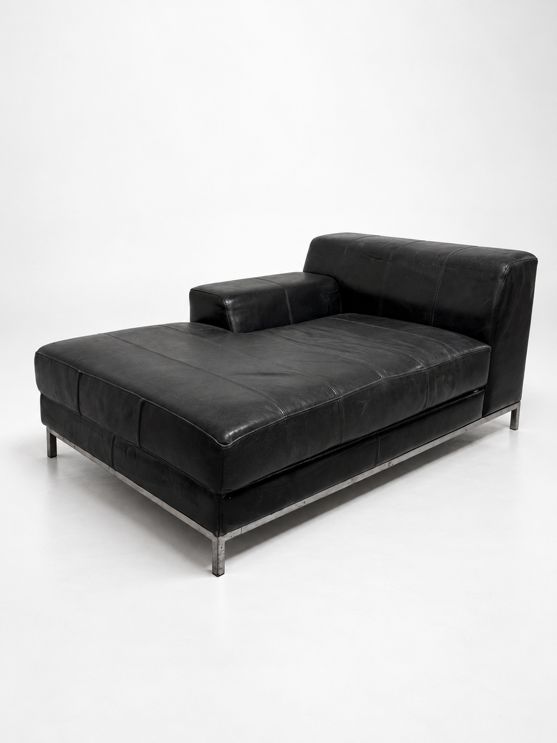 IKEA Kramfors Black Leather Chaise Longue