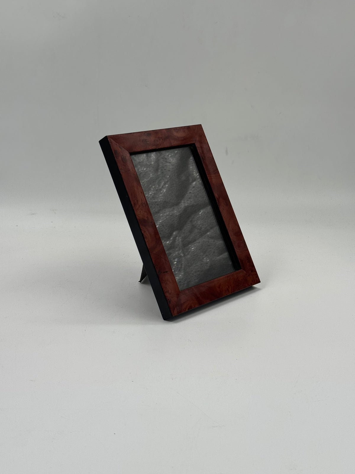 Vintage Burl Wood Picture Frame, Black Trim