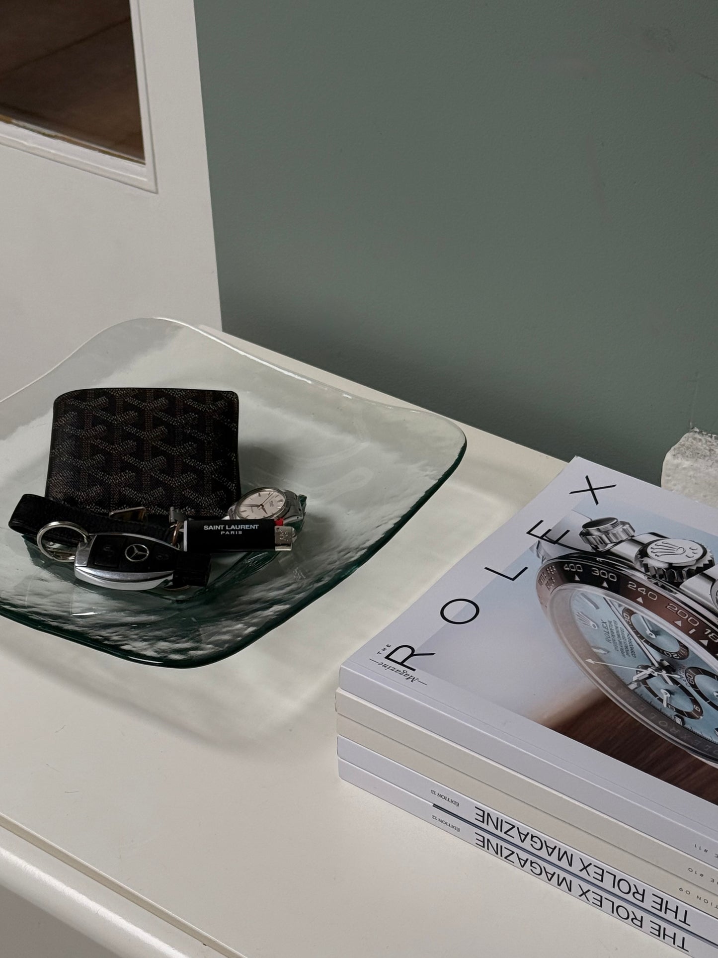 Square Glass Valet Textured Wave Finish