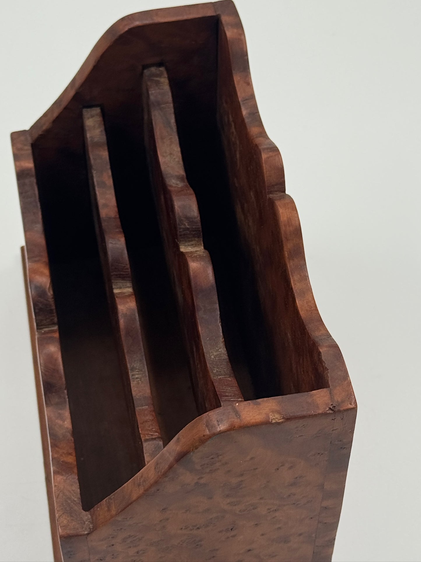 Vintage Burl Wood Letter & Document Holder