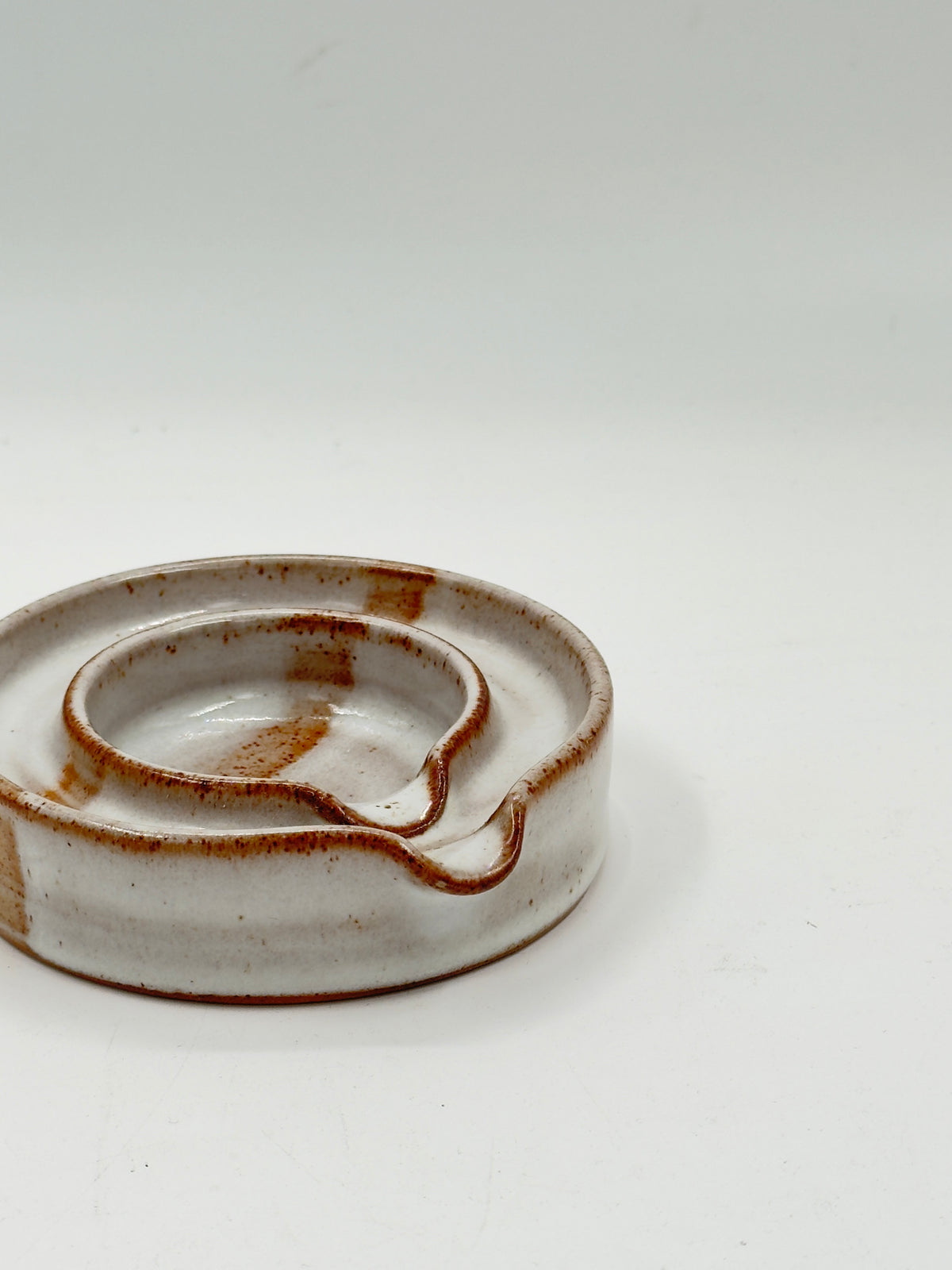 Vintage Studio Ceramic Spiral Ashtray, Reactive Glaze