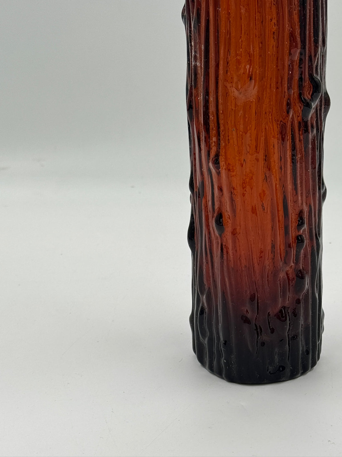Vintage Amber Bark-Textured Glass Vase, Empoli Style