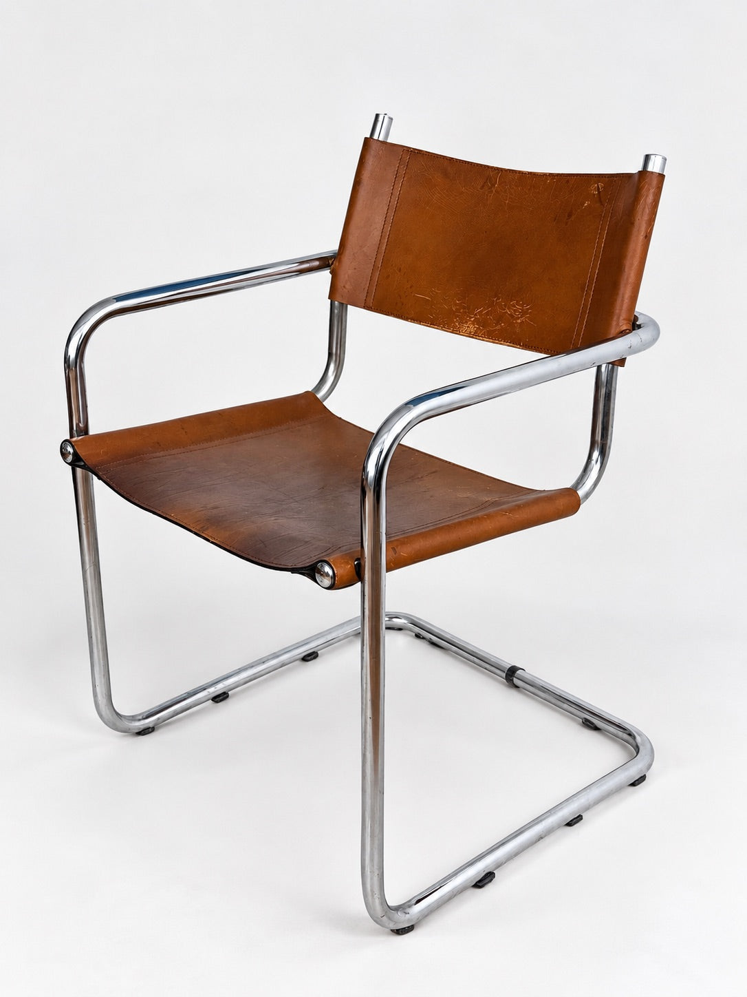 Bauhaus Style Cantilever Armchair, Cognac Leather & Chrome