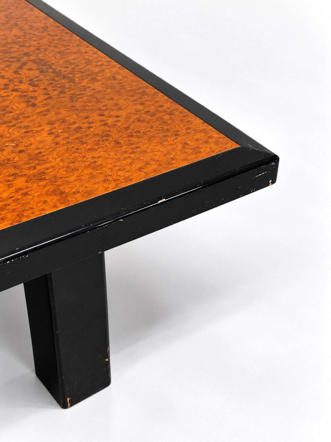 Burl Wood & Black Lacquer Coffee Table