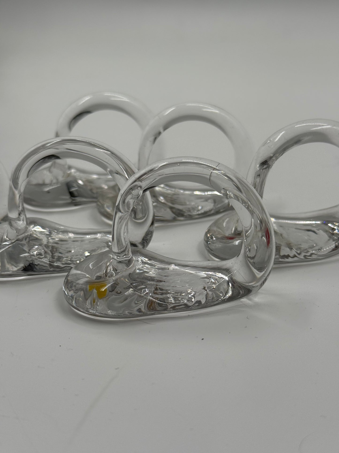 Set of 6 Glass Napkin Rings Sculptural Design