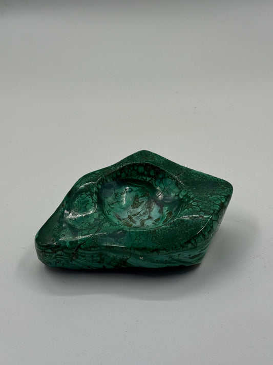 Sculptural Malachite Stone trinket bowl