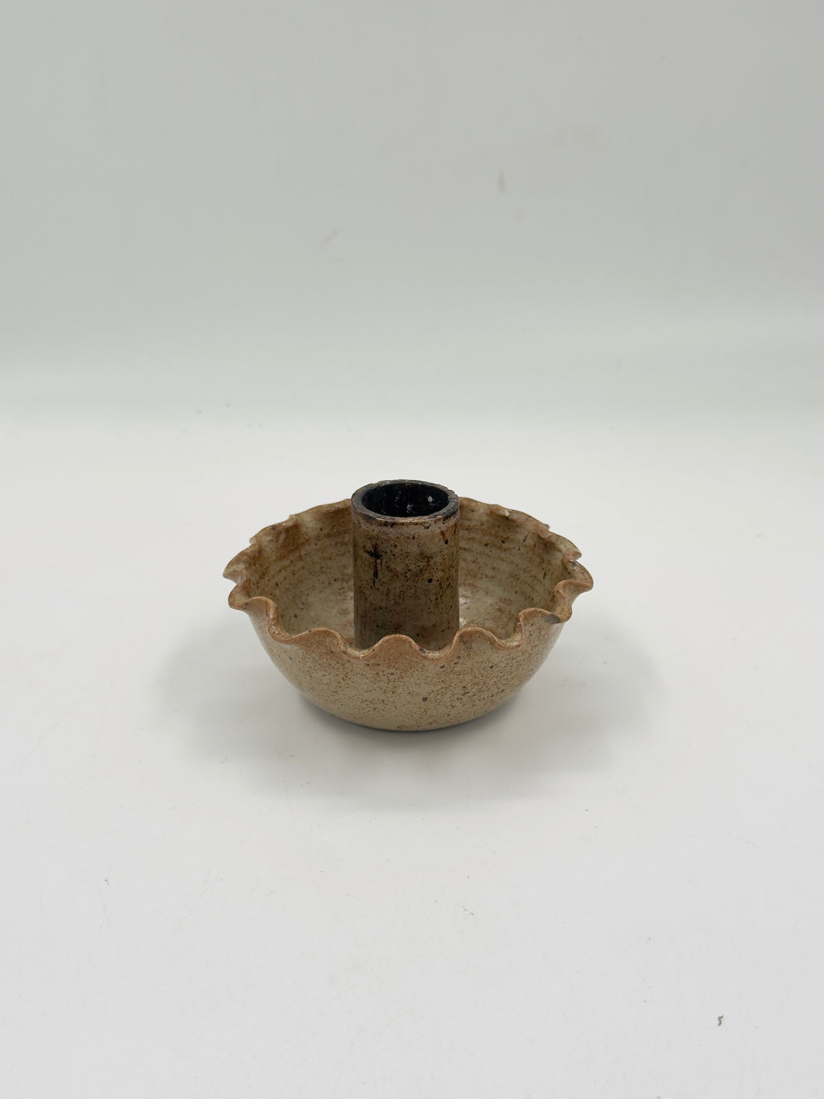 Vintage Studio Ceramic Candle Holder, Scalloped Ruffled Rim