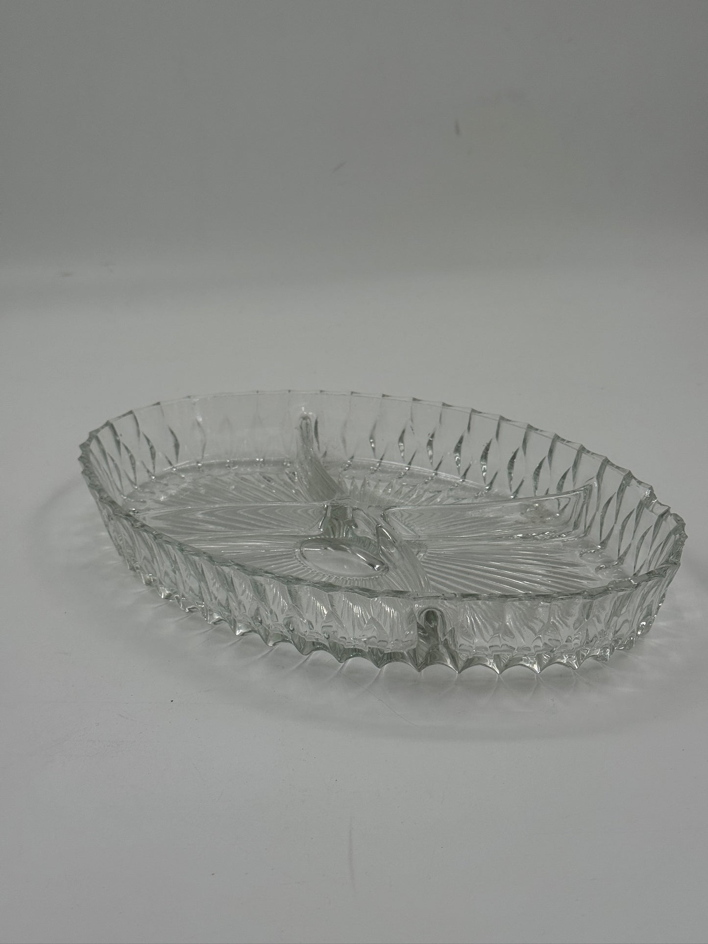 Vintage Pressed Glass Divided Serving Dish