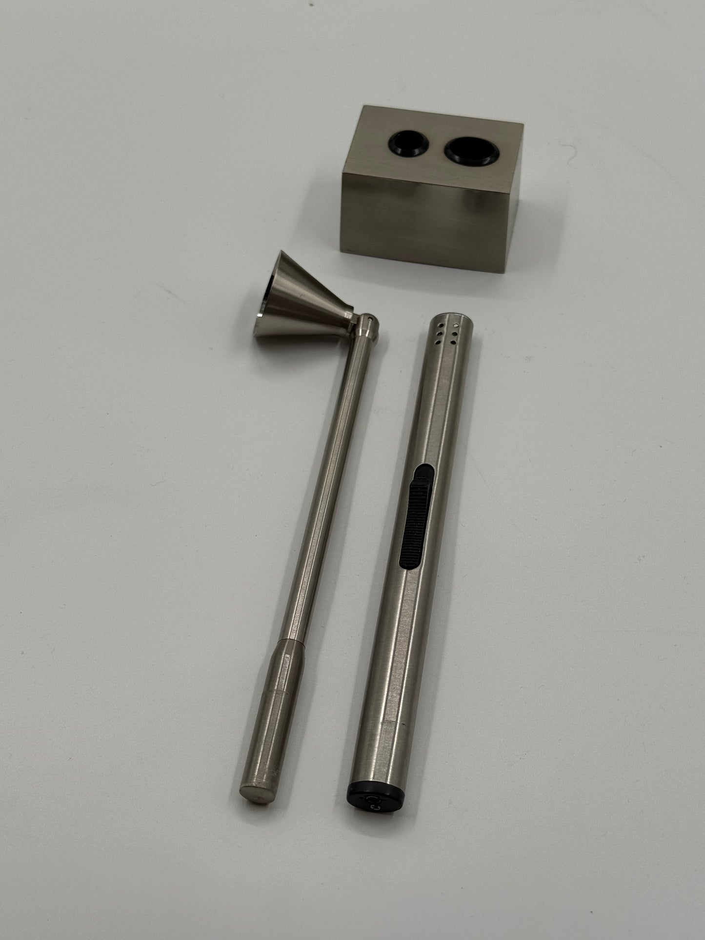 Brushed Steel Candle Tool Set Lighter & Snuffer Duo