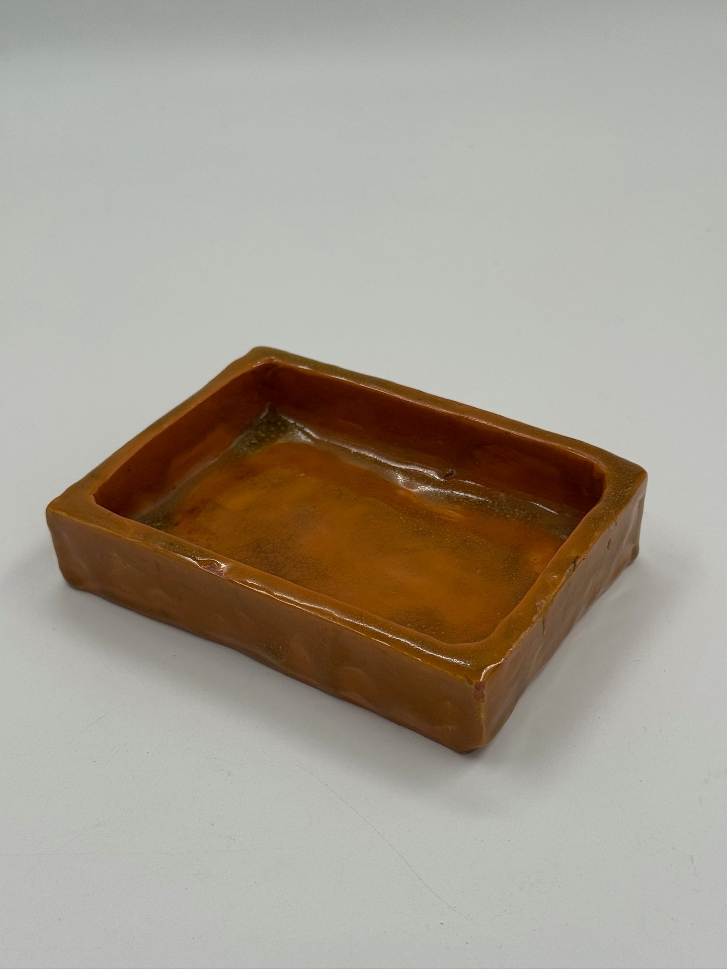 Vintage Amber Glazed Ceramic Catchall Dish