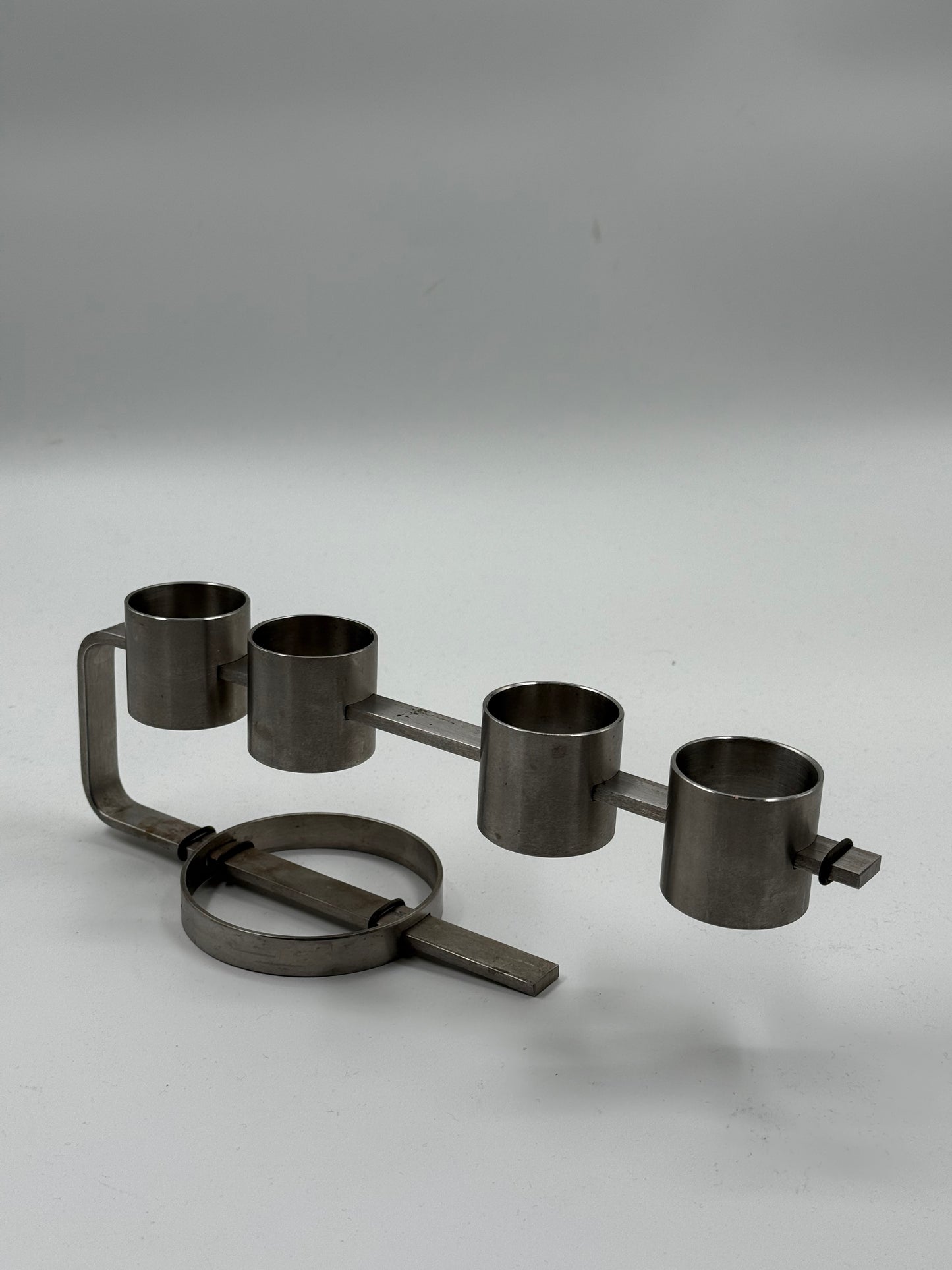 Brutalist Steel Candle Holder Modular Industrial Design (c. 1970s)