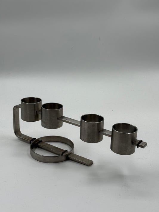 Brutalist Steel Candle Holder Modular Industrial Design (c. 1970s)