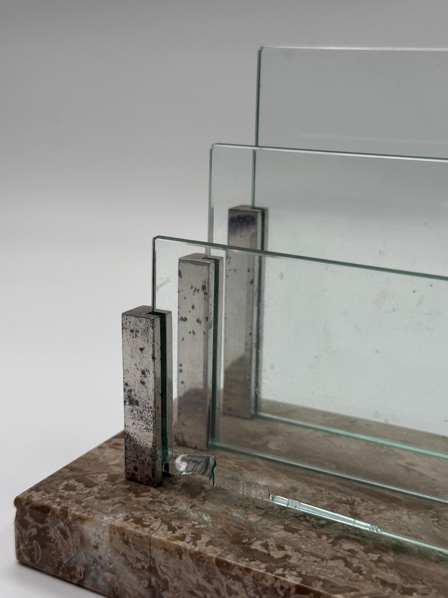 Marble & Glass Desk Organizer Layered Plates (1970s)