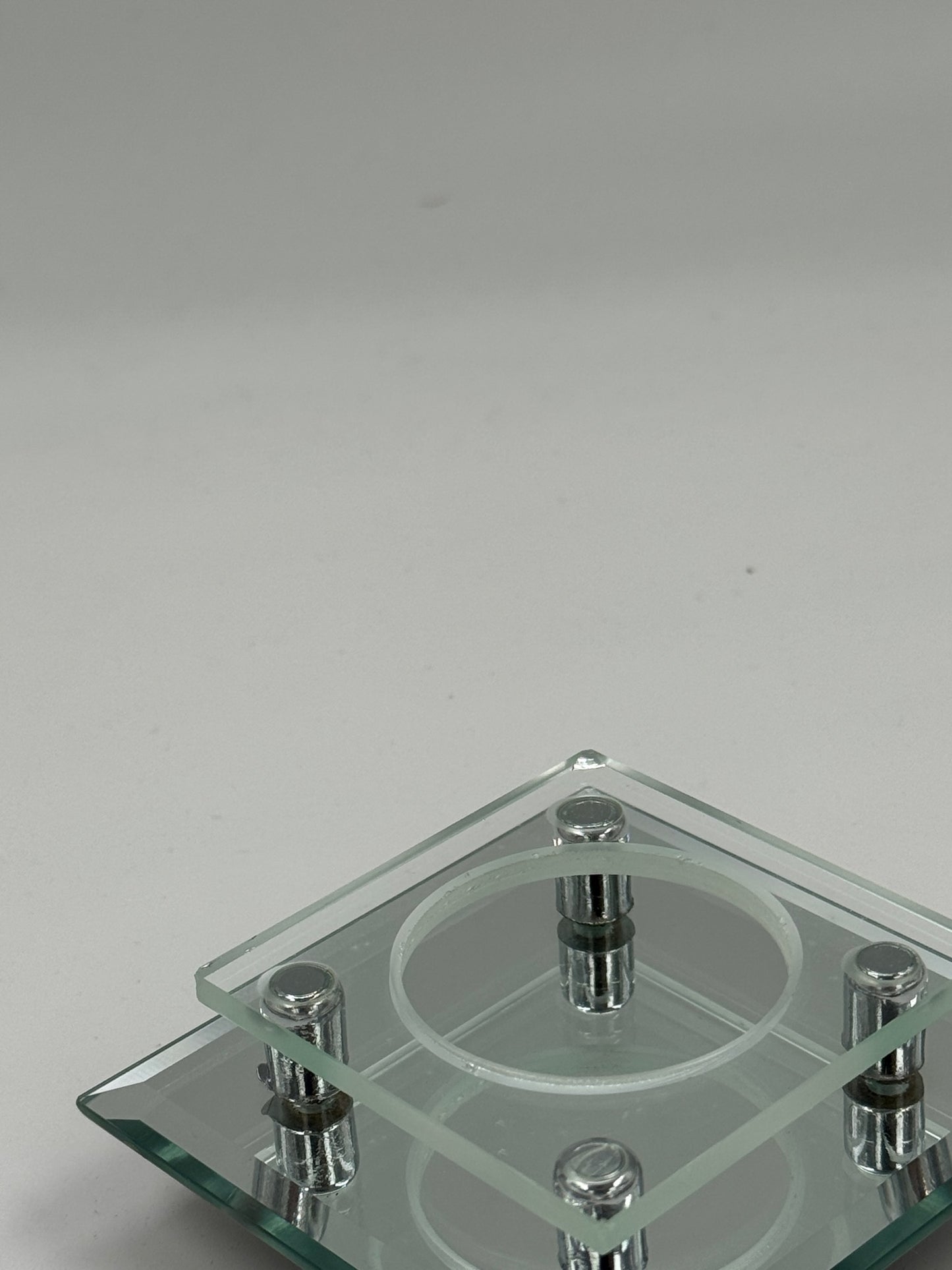 Vintage Postmodern Glass & Chrome Tealight Holder