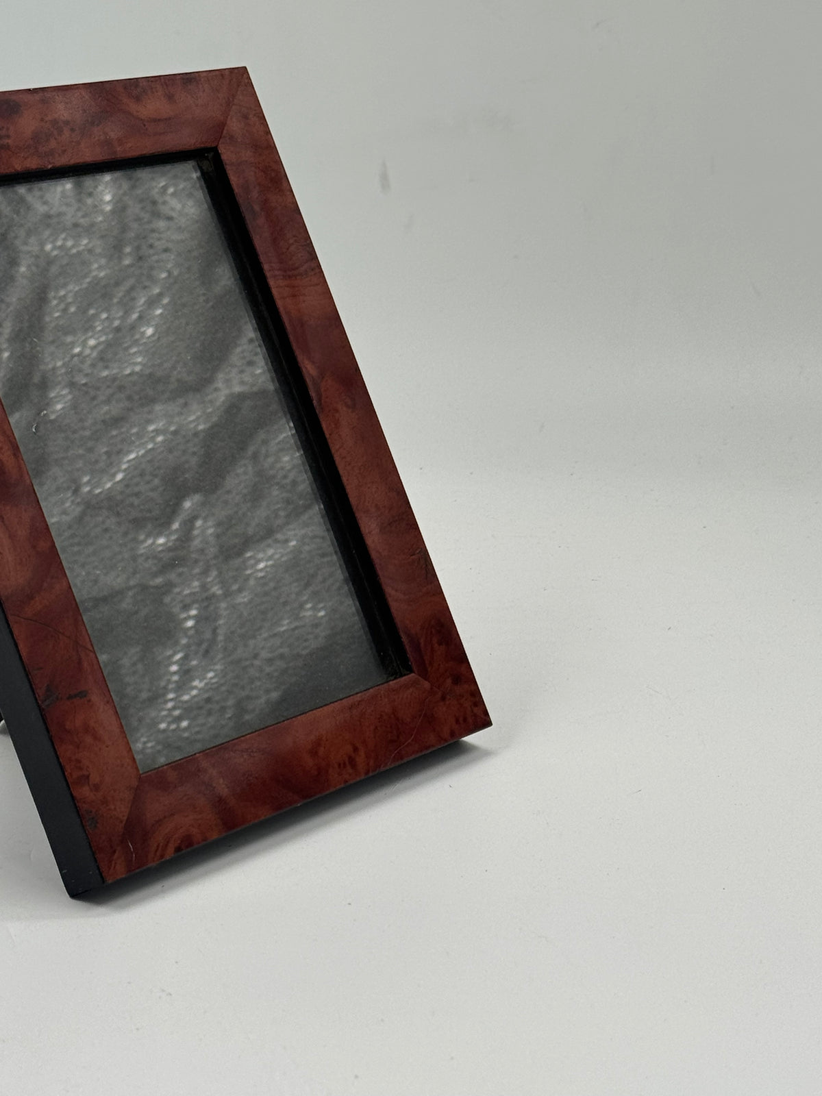 Vintage Burl Wood Picture Frame, Black Trim
