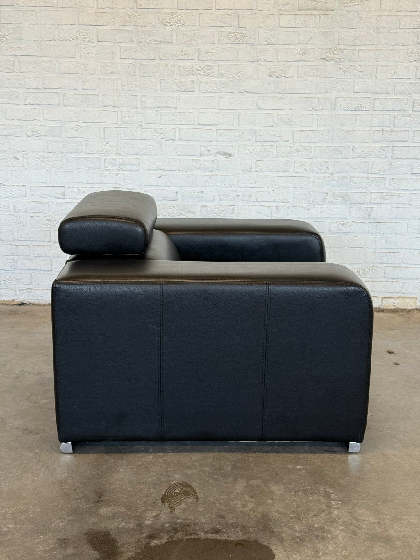 Modern Black Leather Club Armchair