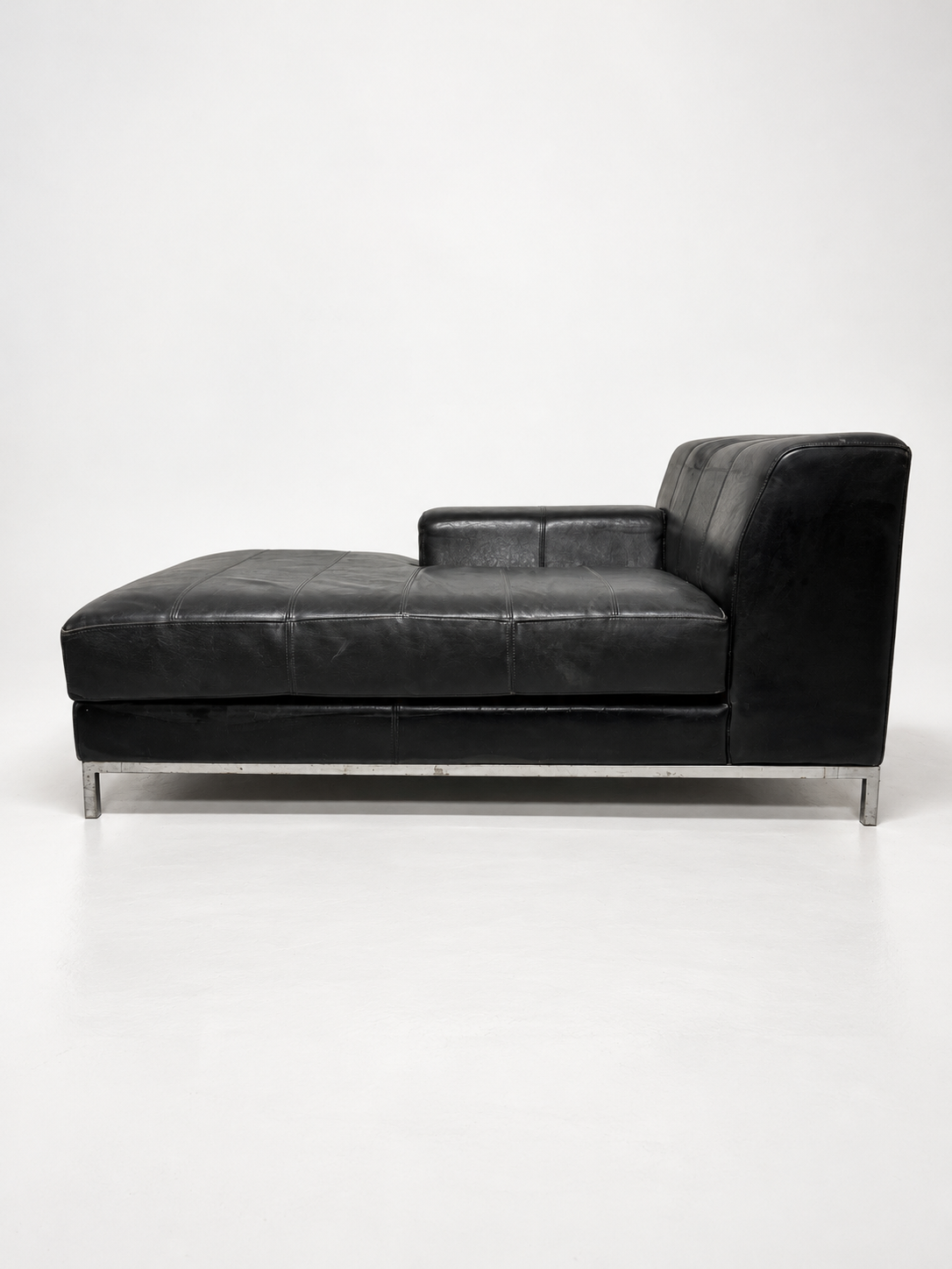 IKEA Kramfors Black Leather Chaise Longue