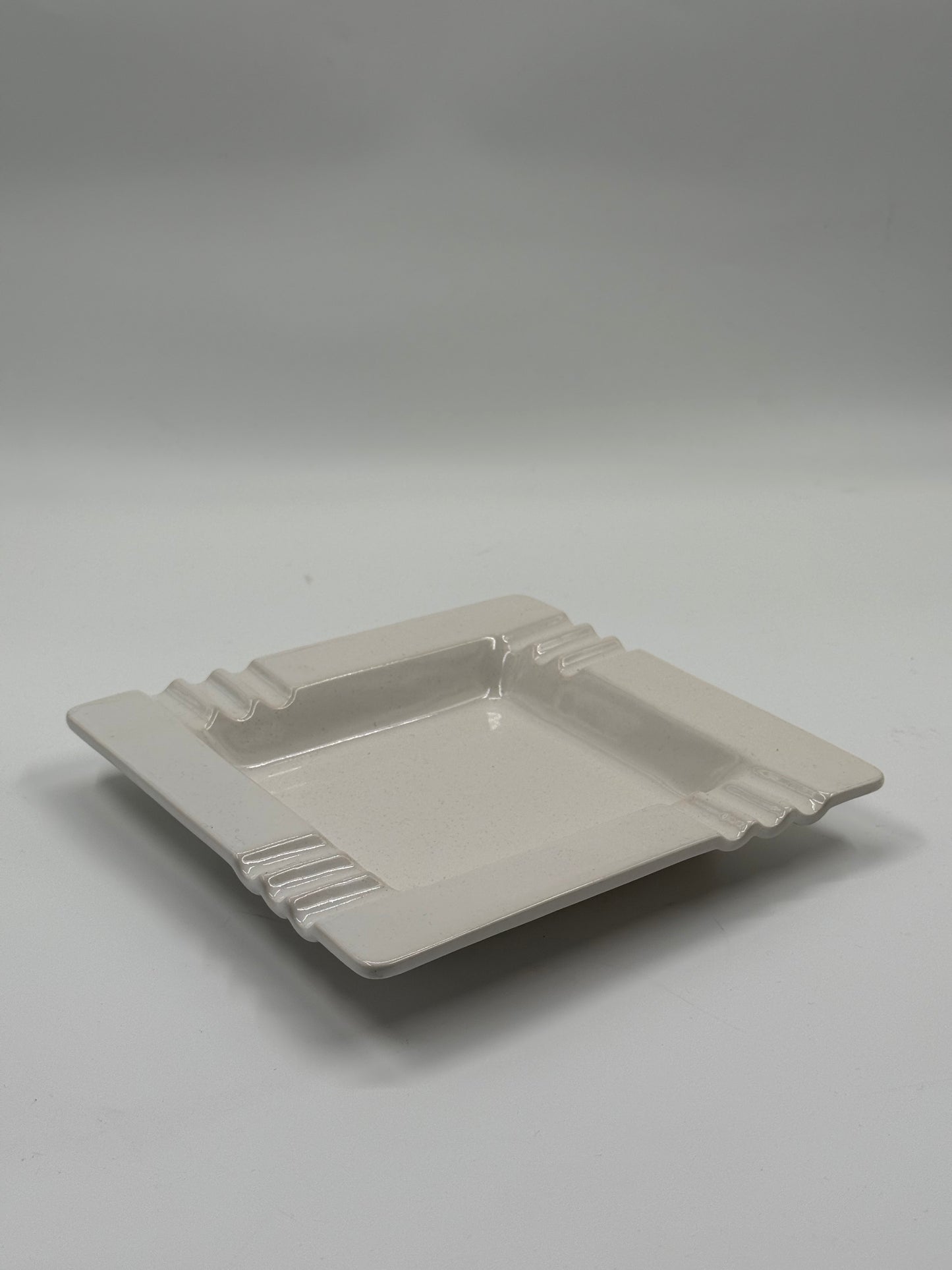 White Art Deco Square ashtray