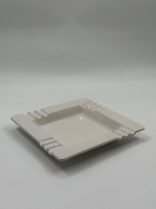 White Art Deco Square ashtray
