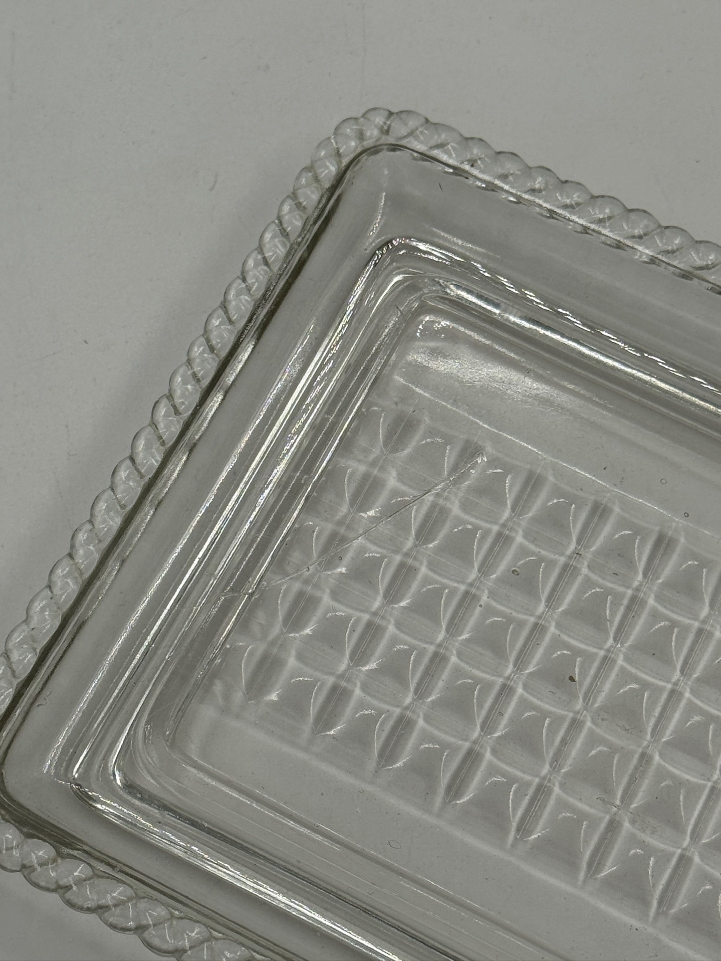 Vintage Pressed Glass Vanity Tray with Rope-Twist Edge