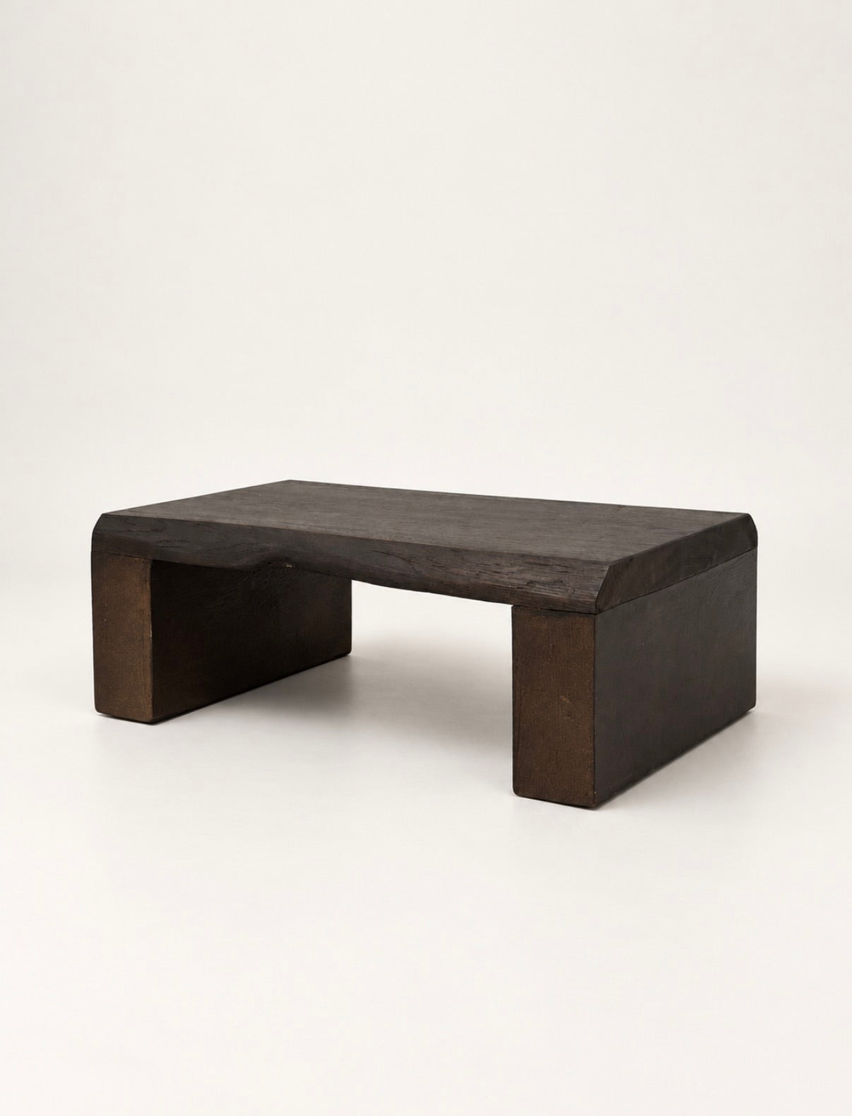 Solid Ethiopian Wood Waterfall Coffee Table with Live-Edge Front