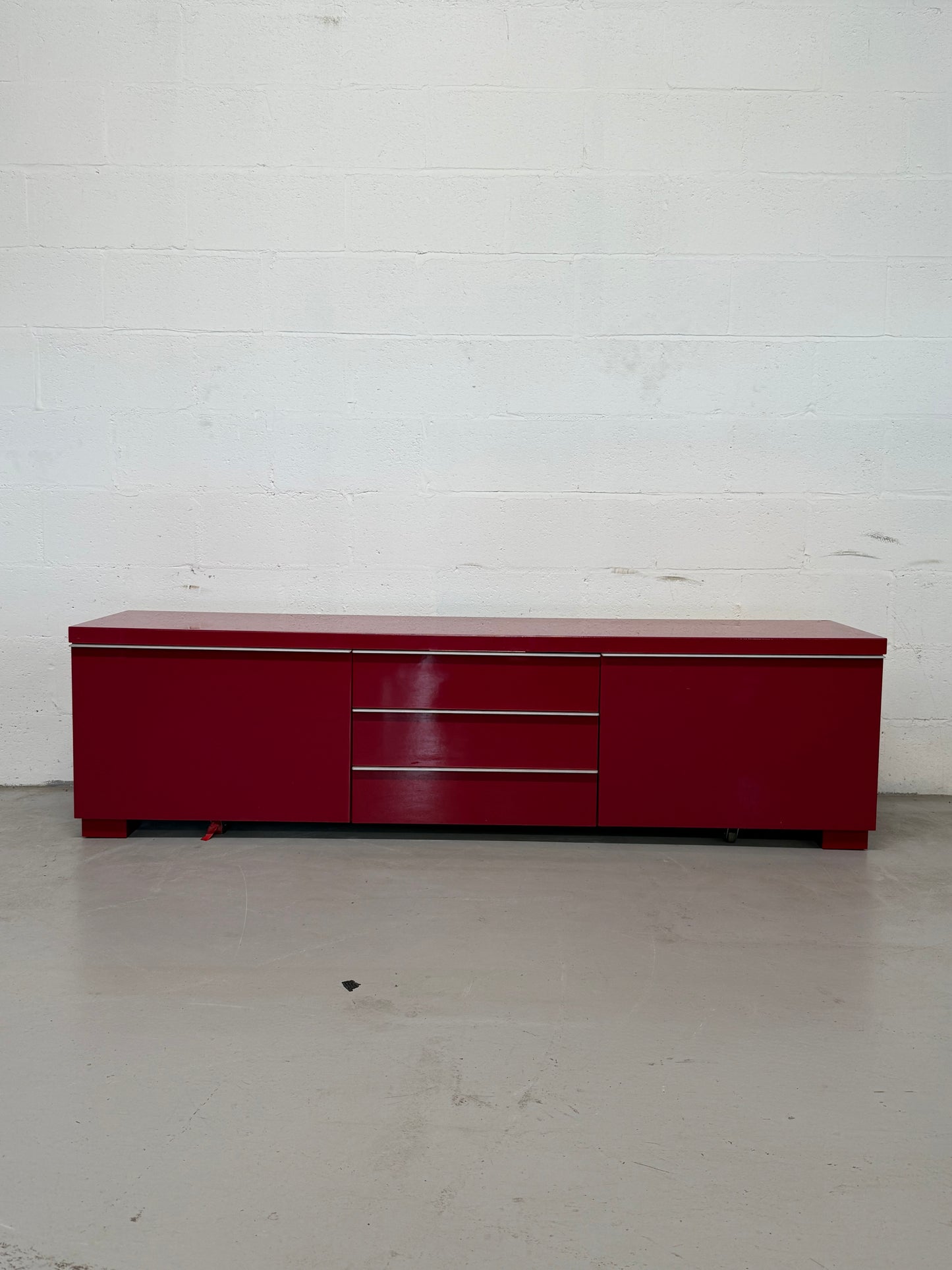 IKEA High-Gloss Red Sideboard with Drawers, Semi-Vintage
