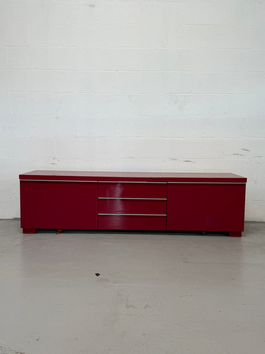 IKEA High-Gloss Red Sideboard with Drawers, Semi-Vintage