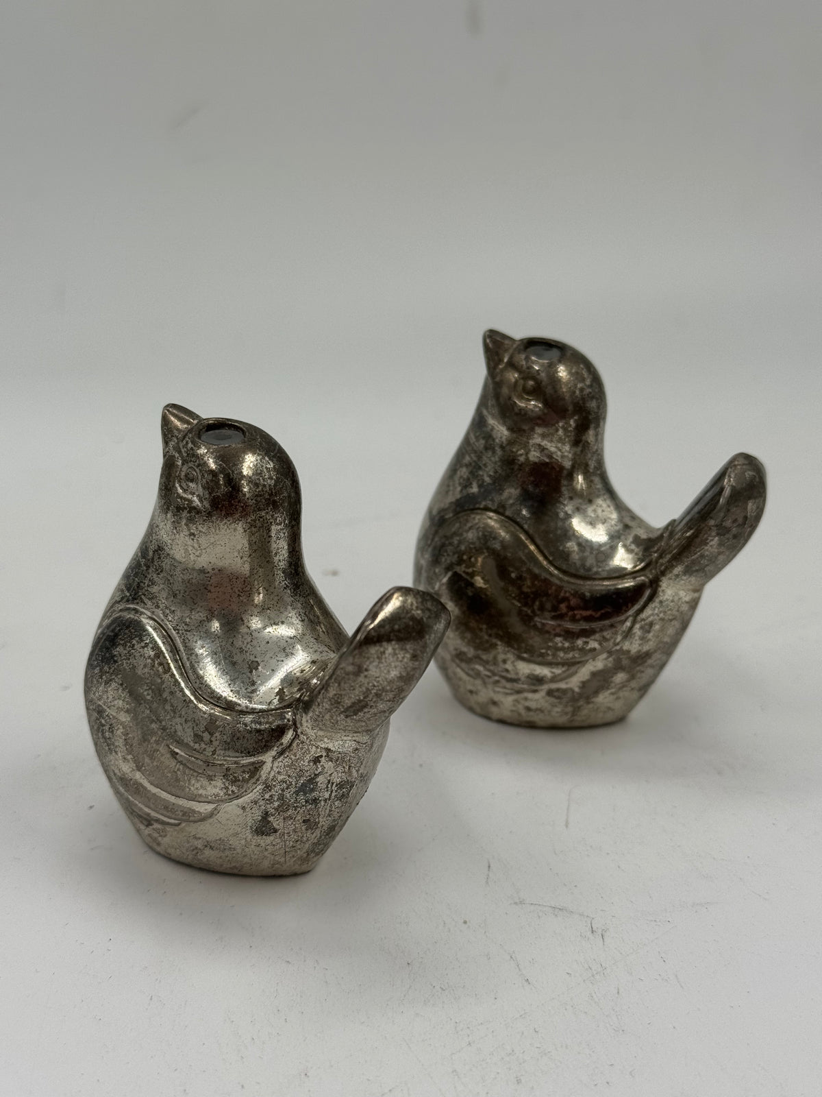 Vintage Silver-Plated Bird Salt & Pepper Shakers, Set of 2