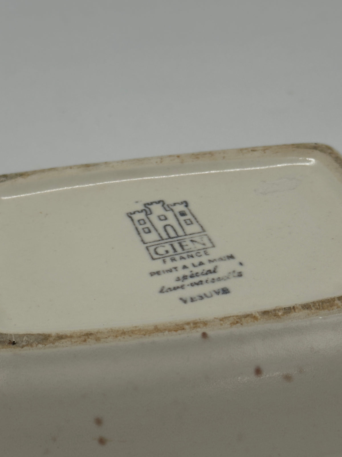 Vintage Gien Ceramic Covered Butter Dish, Vésuve Pattern