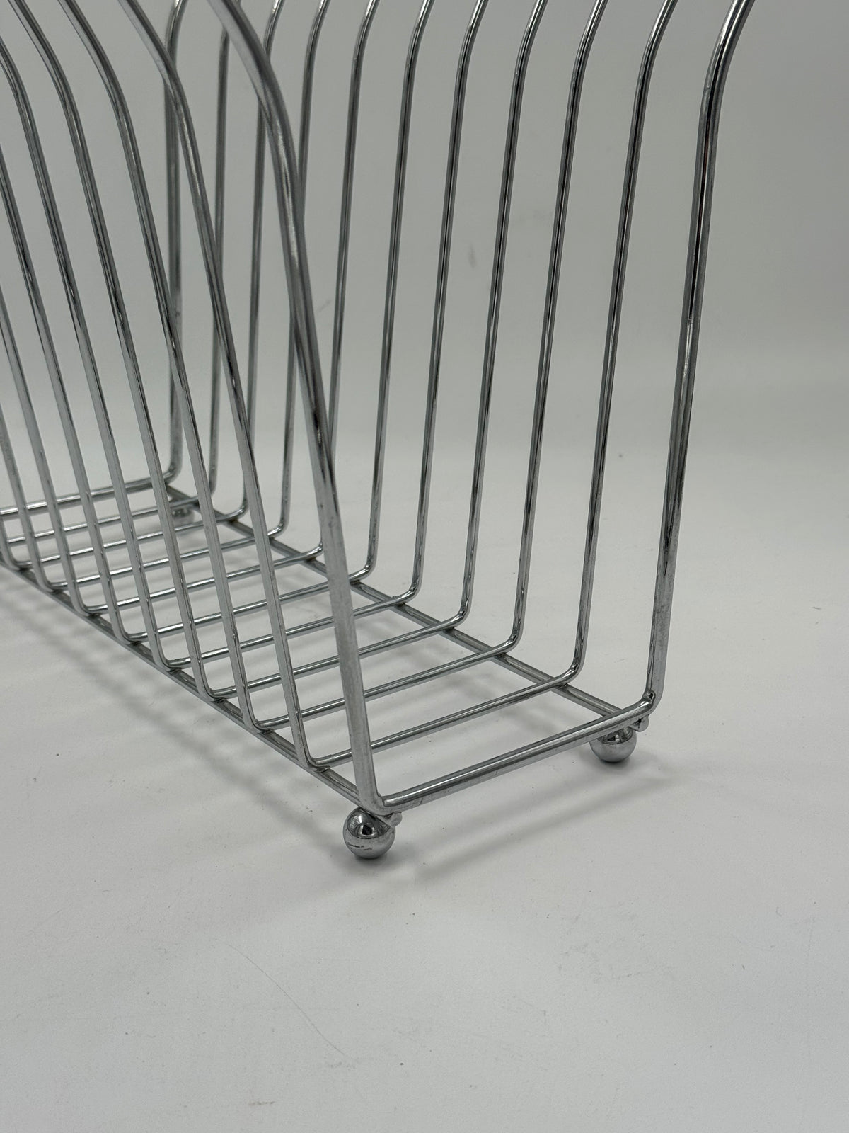 Vintage Chrome Wire Magazine Rack, Ball Feet
