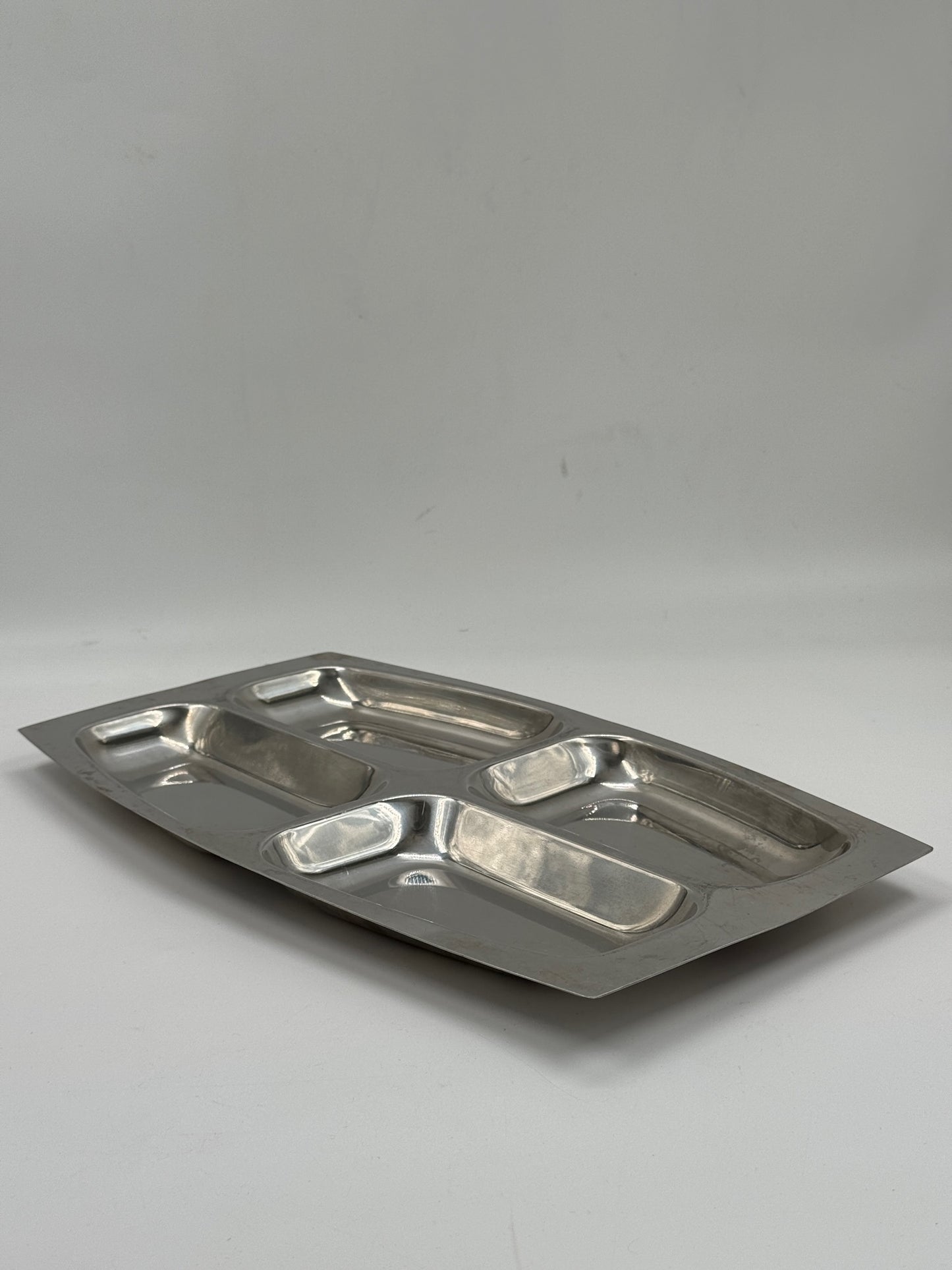Vintage Stainless Steel Four-Section Hors d'Oeuvre Tray