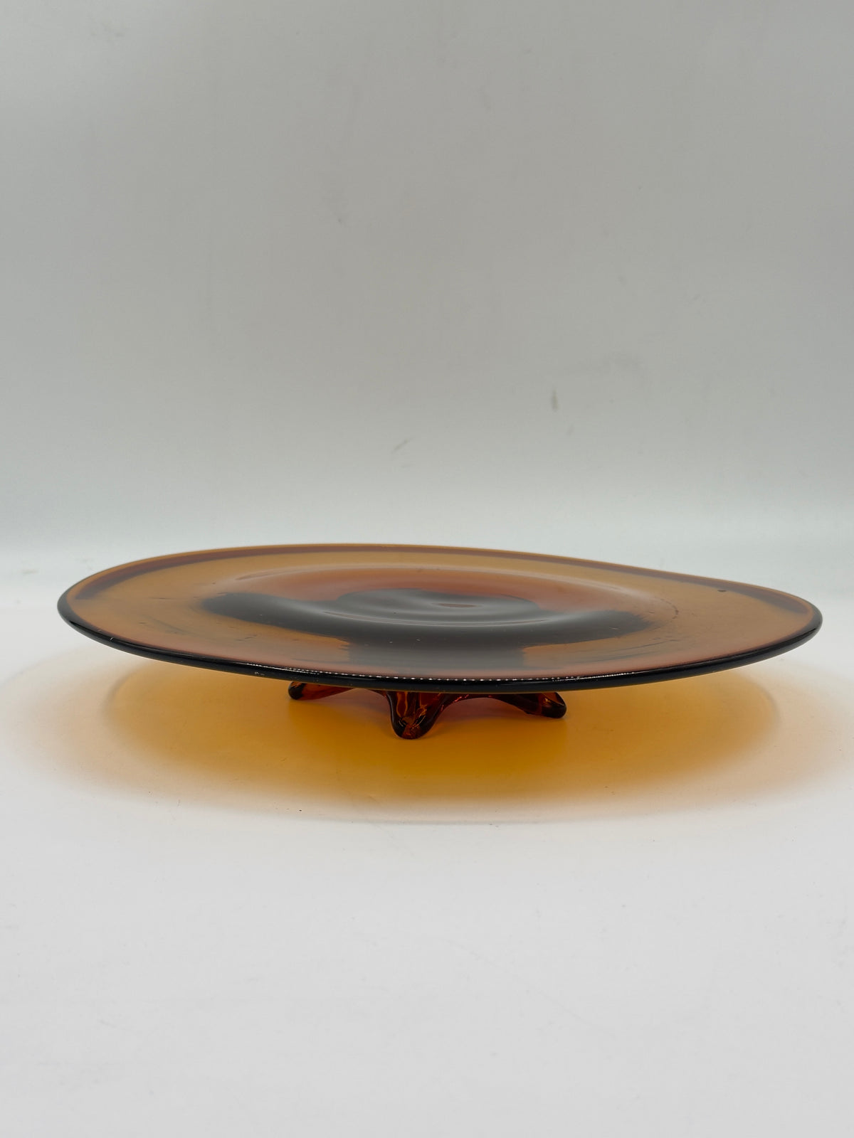 Amber Glass Footed Plate