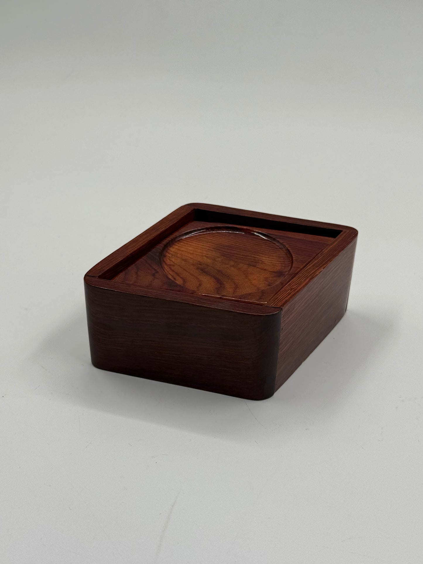 Mid-Century Wooden Coaster Set with Storage Box