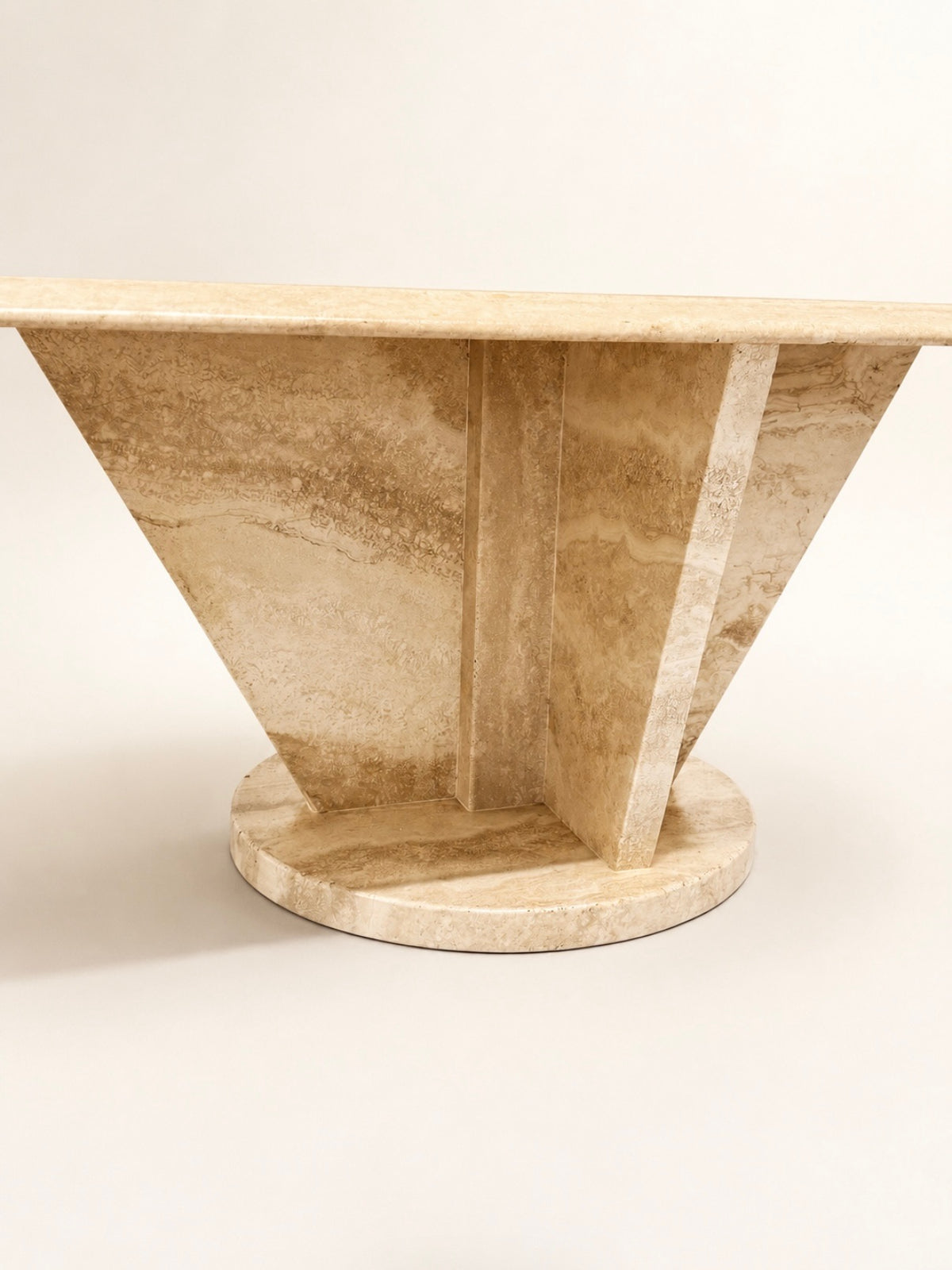 Italian Travertine Coffee Table with Sculptural Triangular Base, 1970s