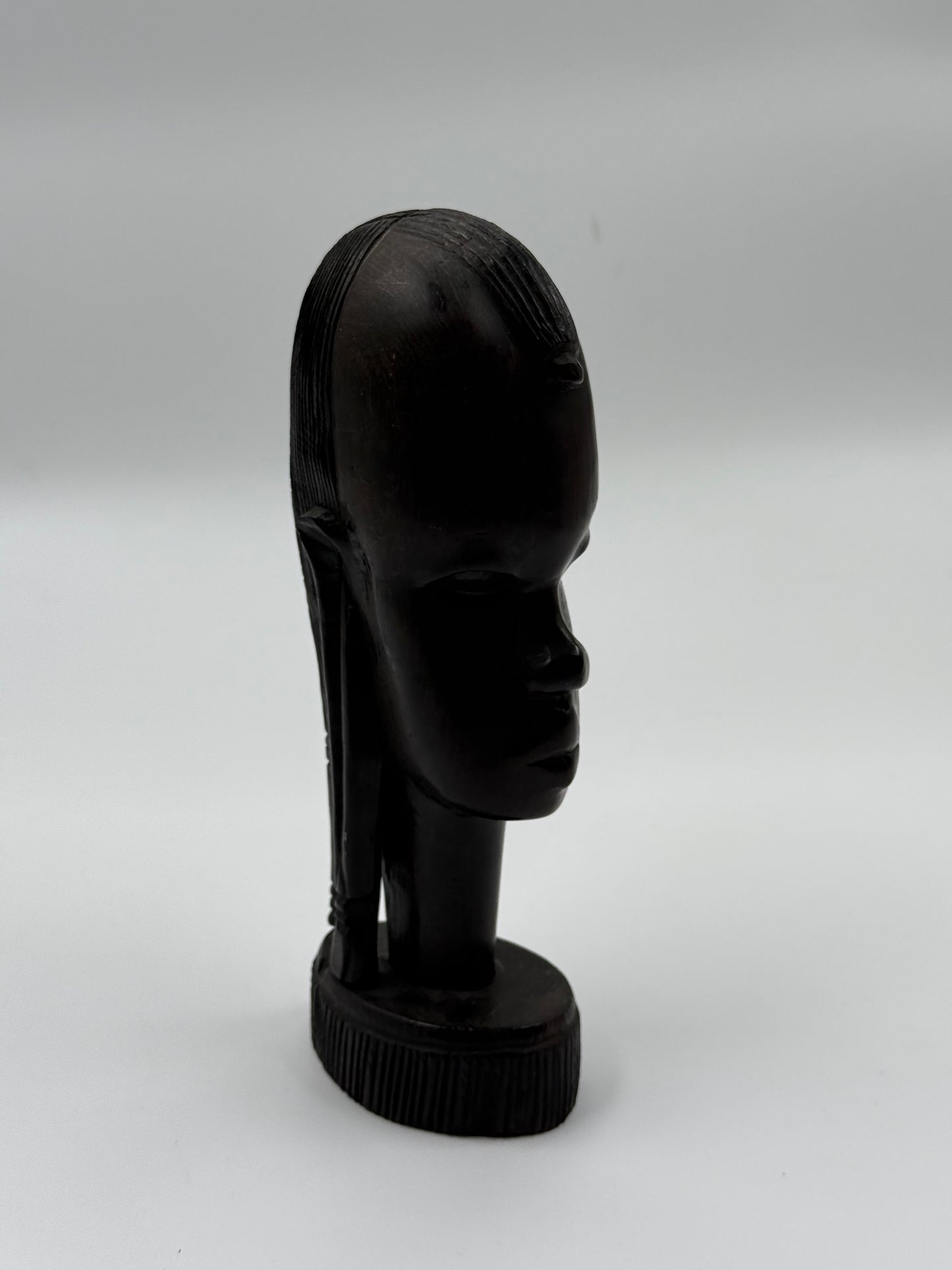 Hand-Carved African Ebony Portrait Sculpture
