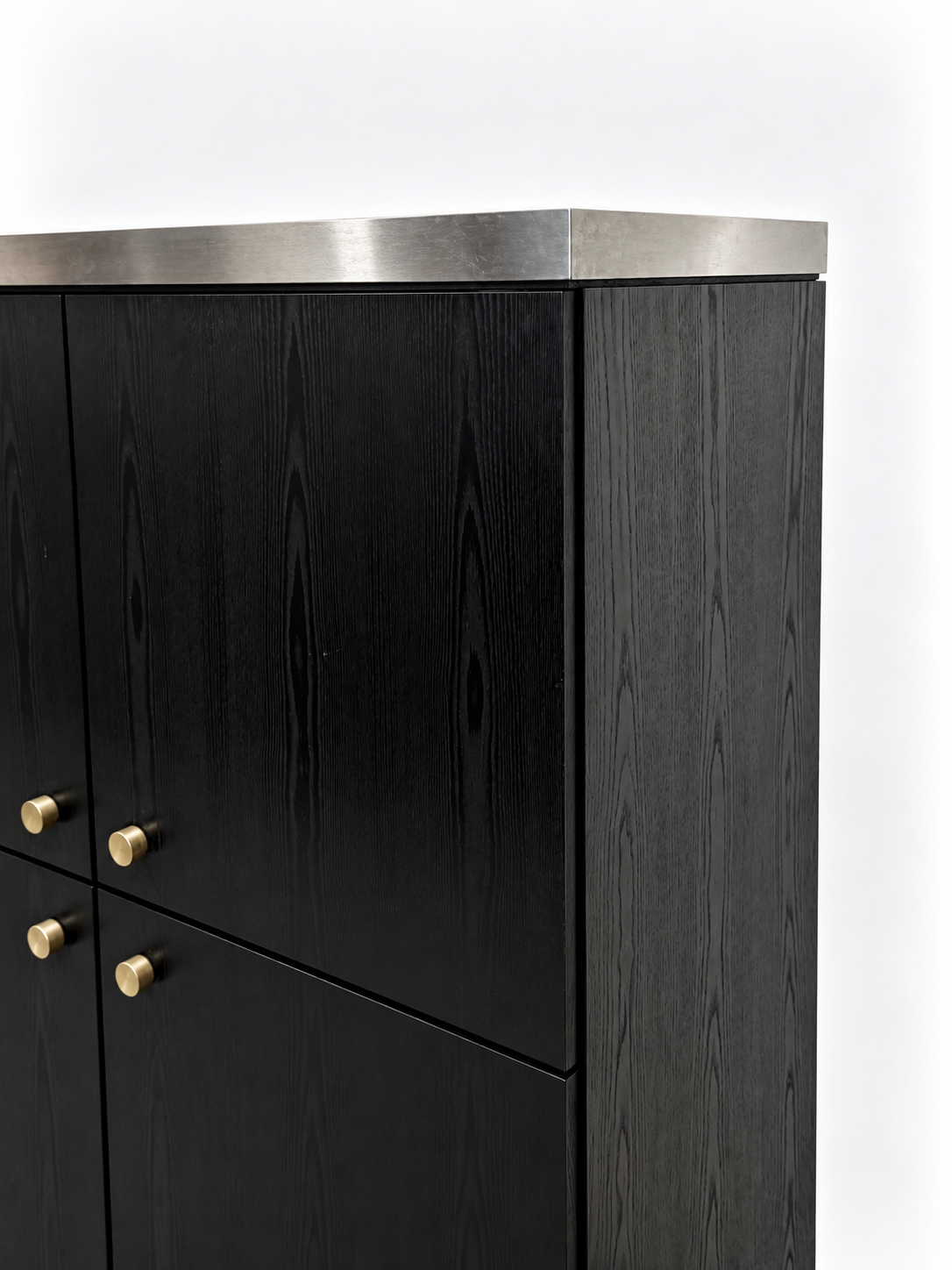Black Ash & Steel Bar Cabinet, 1970s