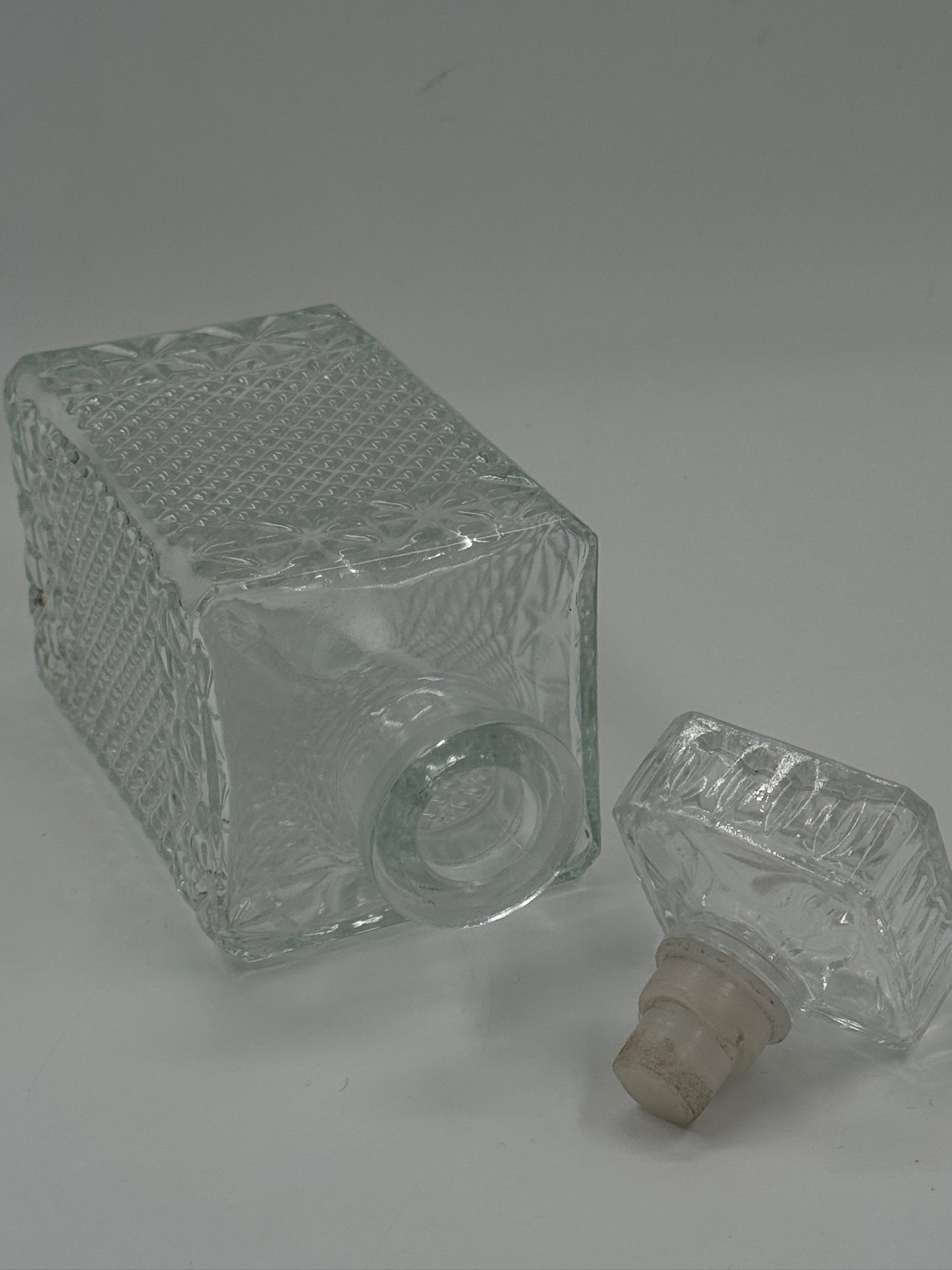 Vintage Pressed Glass Decanter with Stopper