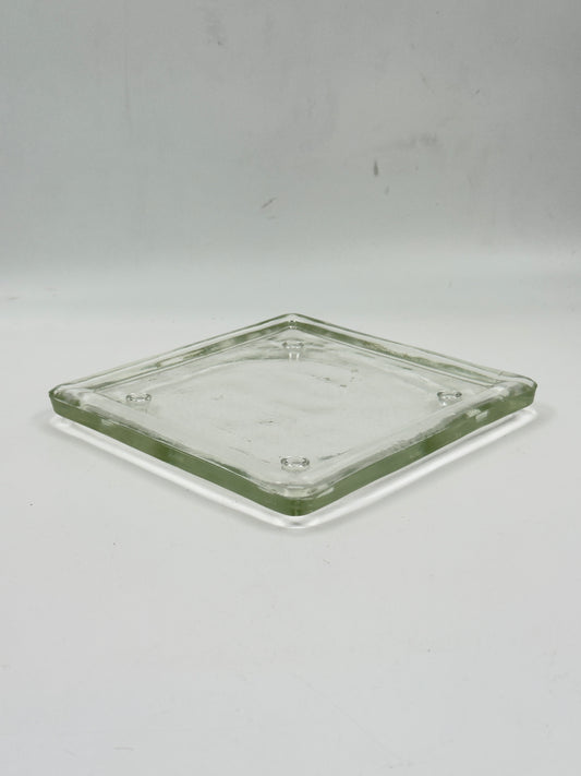 Footed Green Glass Tray