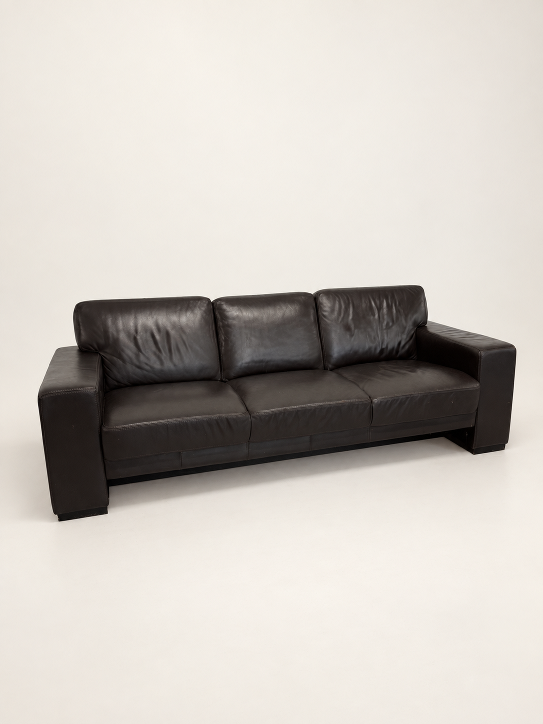 Brown Leather 3-Seater Sofa