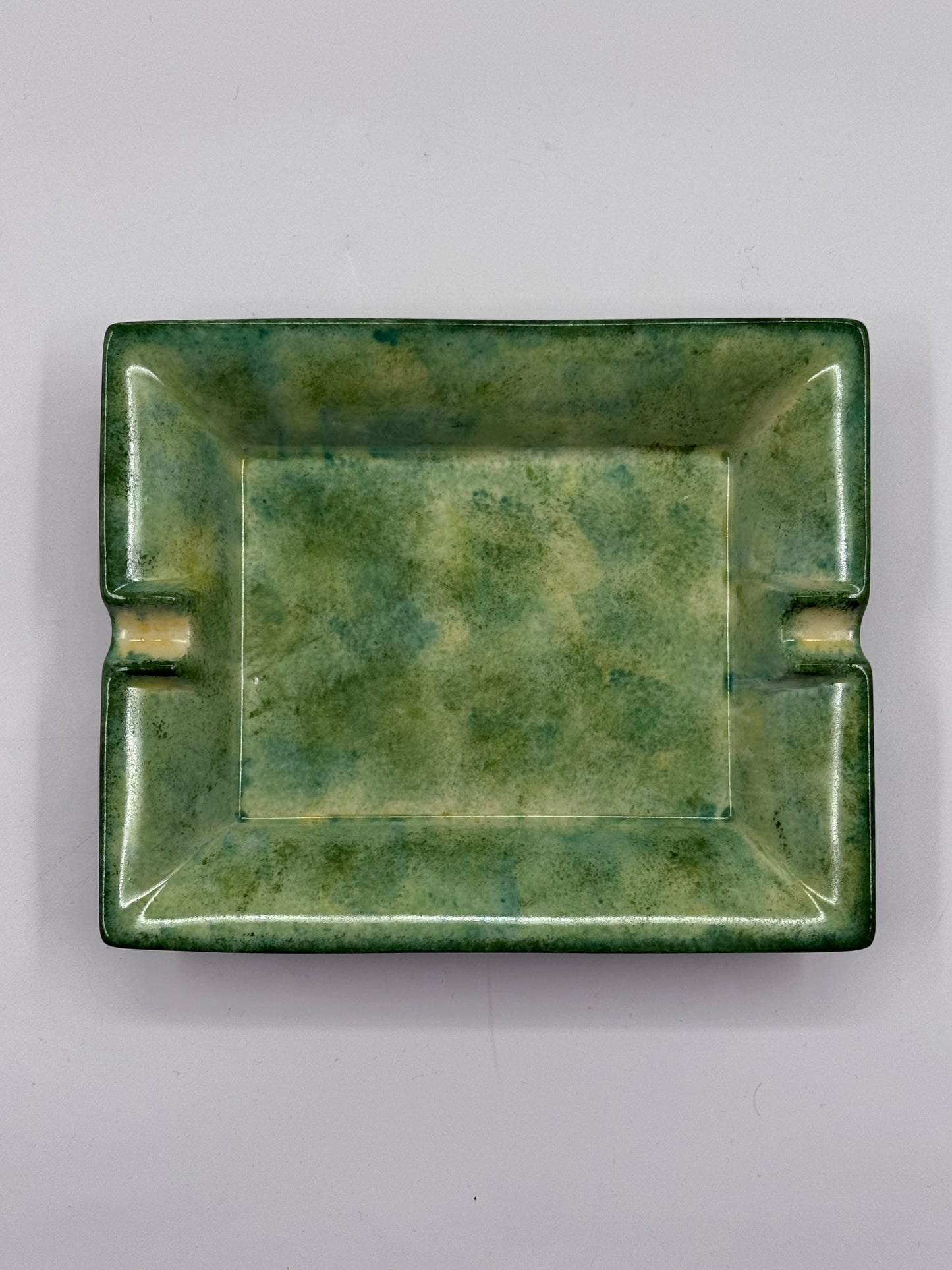 Green Ceramic Ashtray Mid-Century Modern Glaze