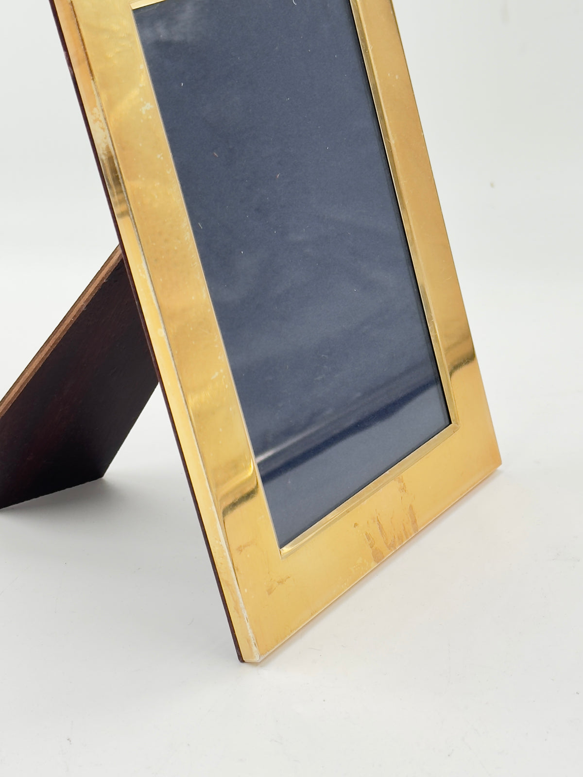 Vintage Gold-Tone Metal Picture Frame with Wood Easel Back