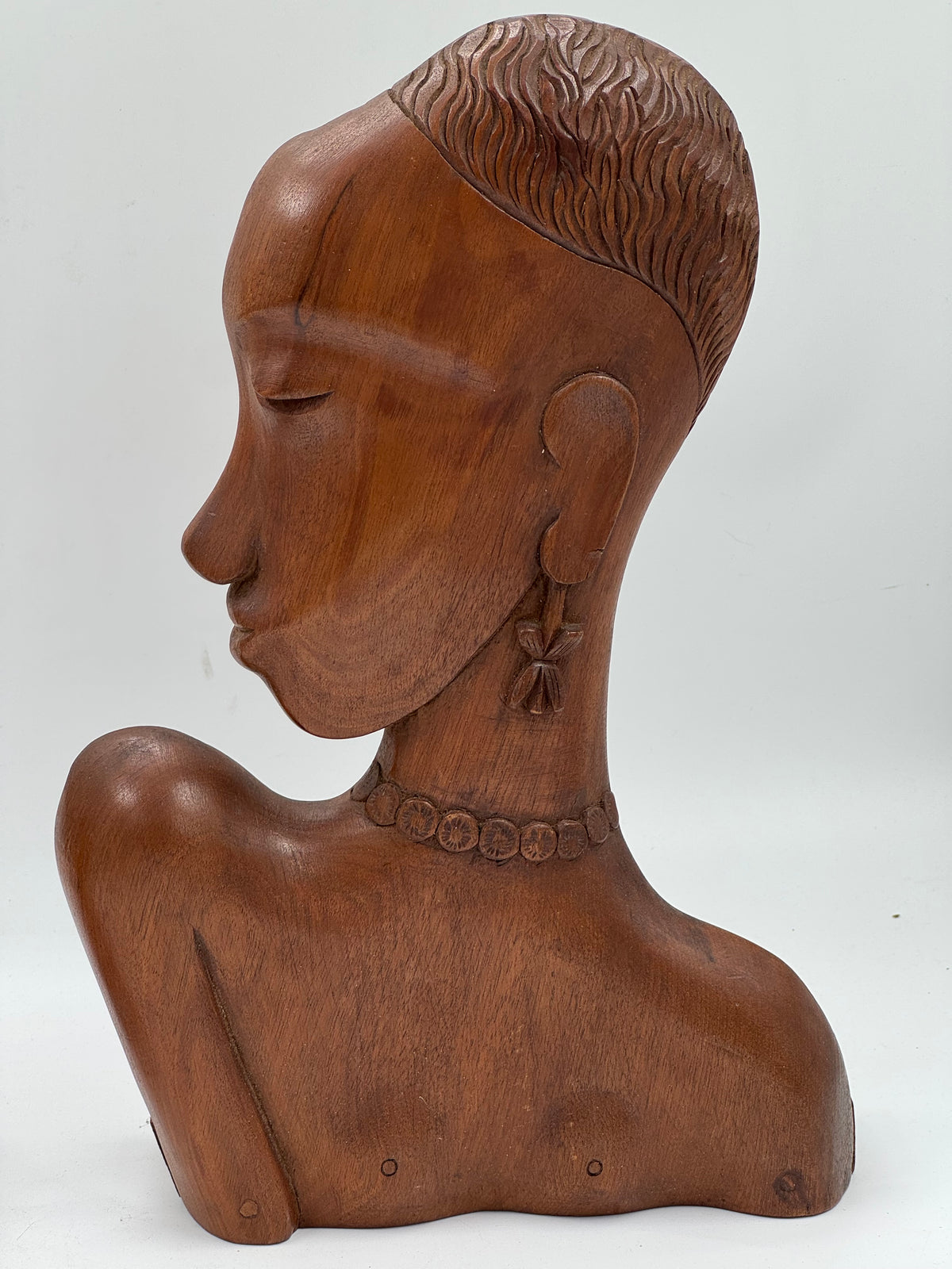 Pair of Vintage Carved Wood African-Style Bust Sculptures