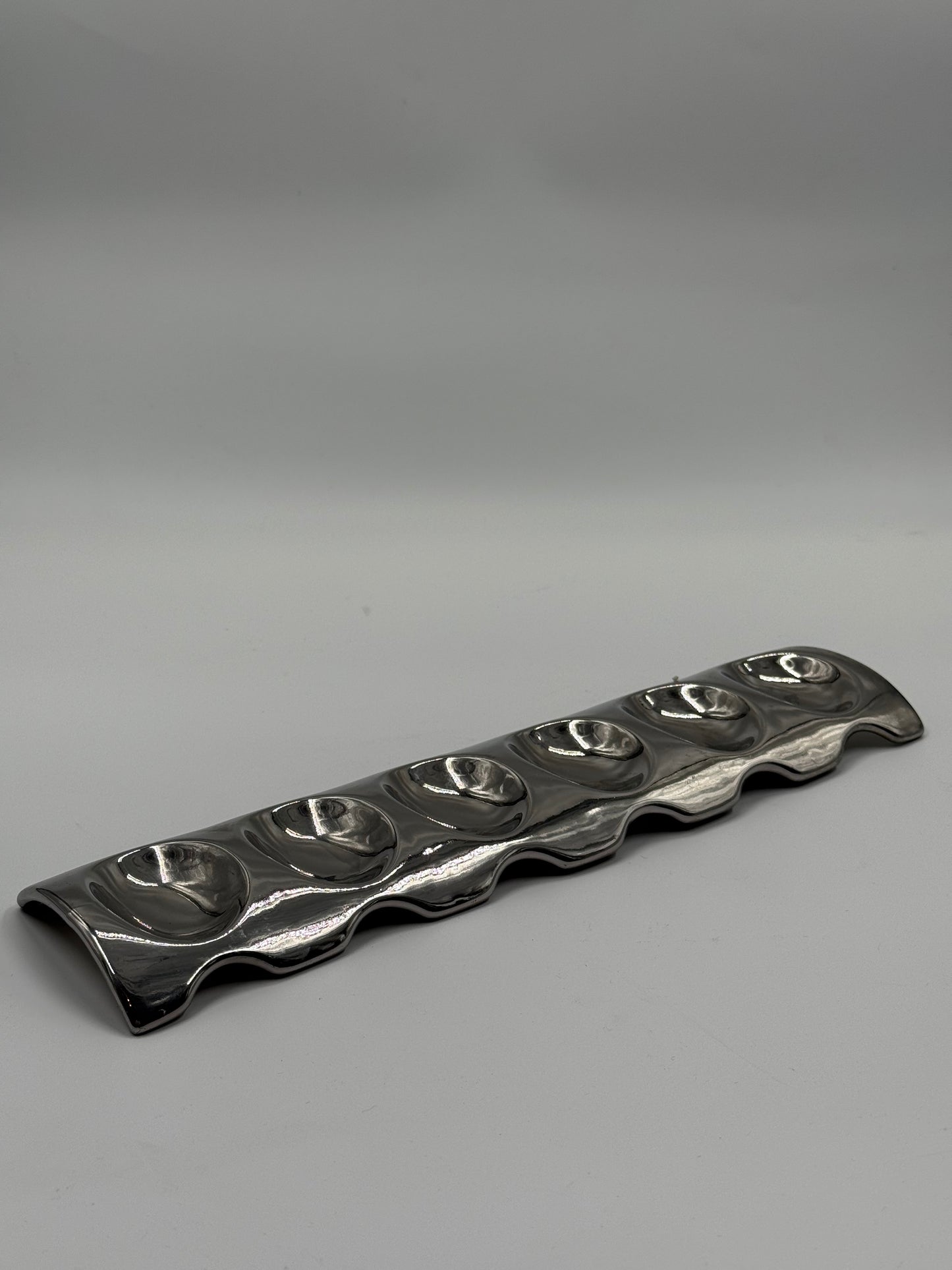 Long Stainless Steel Wave Tray (Multiple Compartments)