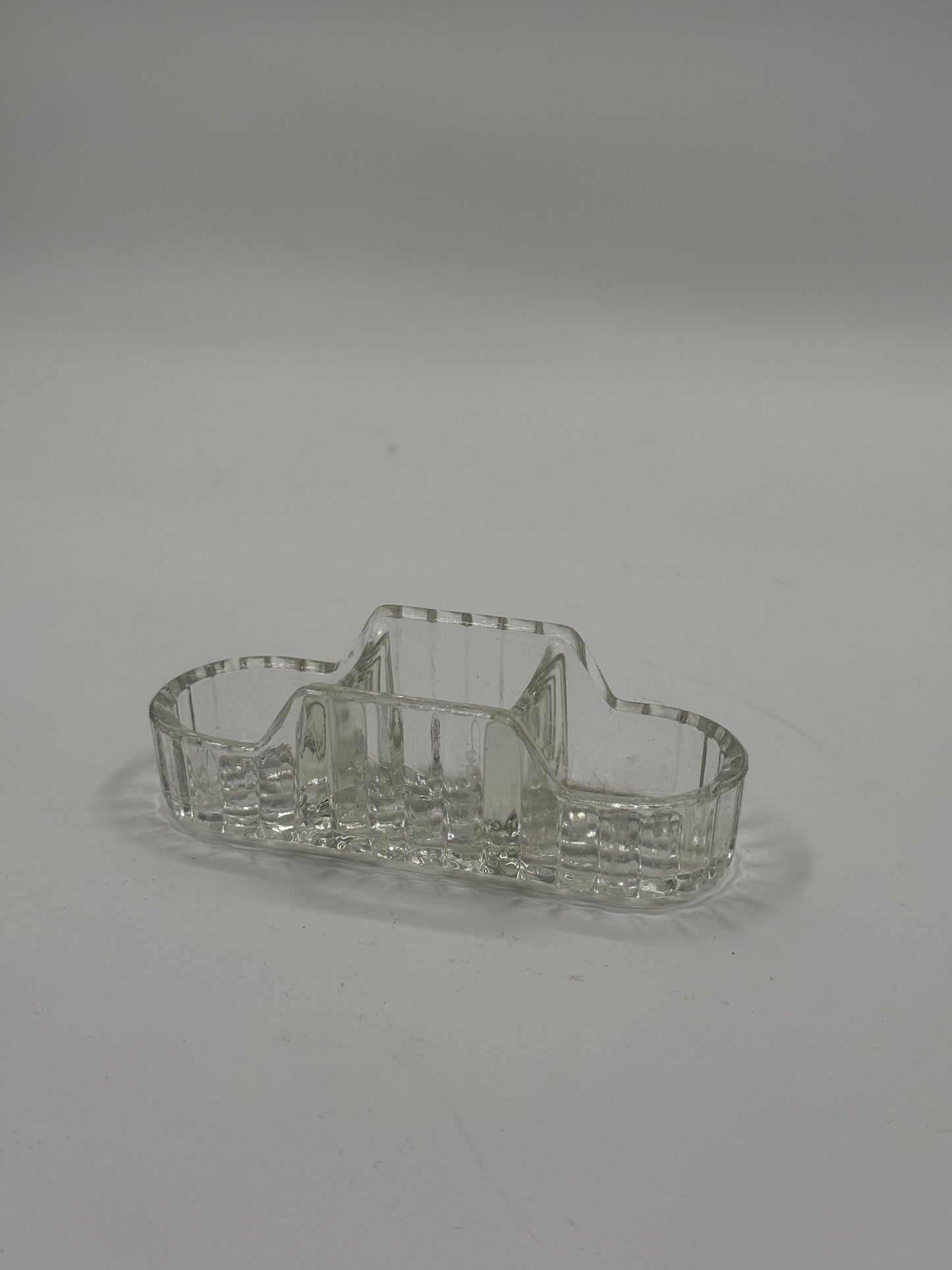 Pressed-Glass Mini Tray Clear Geometric Lines
