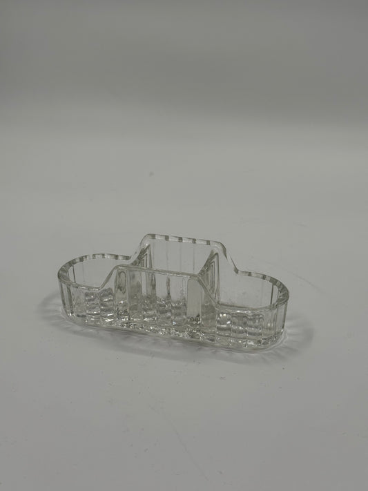 Pressed-Glass Mini Tray Clear Geometric Lines