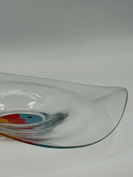 Asymmetrical Glass Plate with colorful faces
